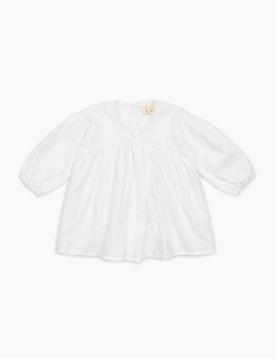 Gia Dress in White Linen