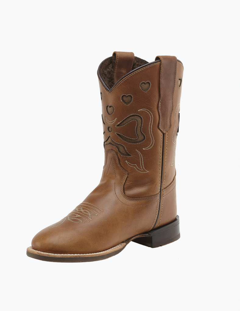 Image of brown leather cowboy boots on a white background