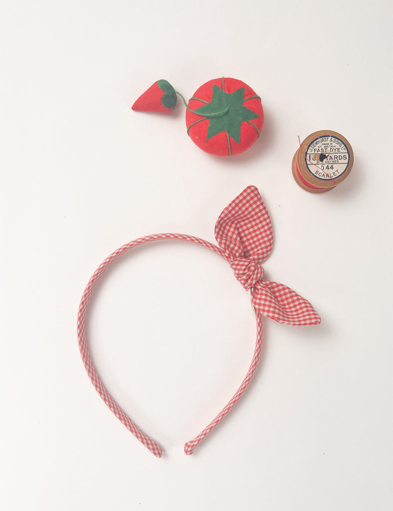 Image of Alice Band in Tomato Check
