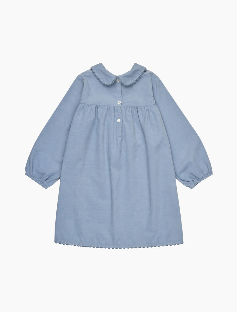 Blue dress with a collar on a white background