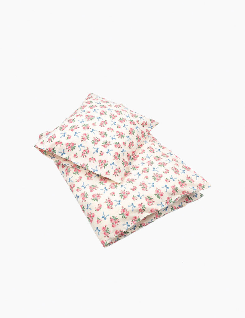 Floral patterned pillowcase on a white background