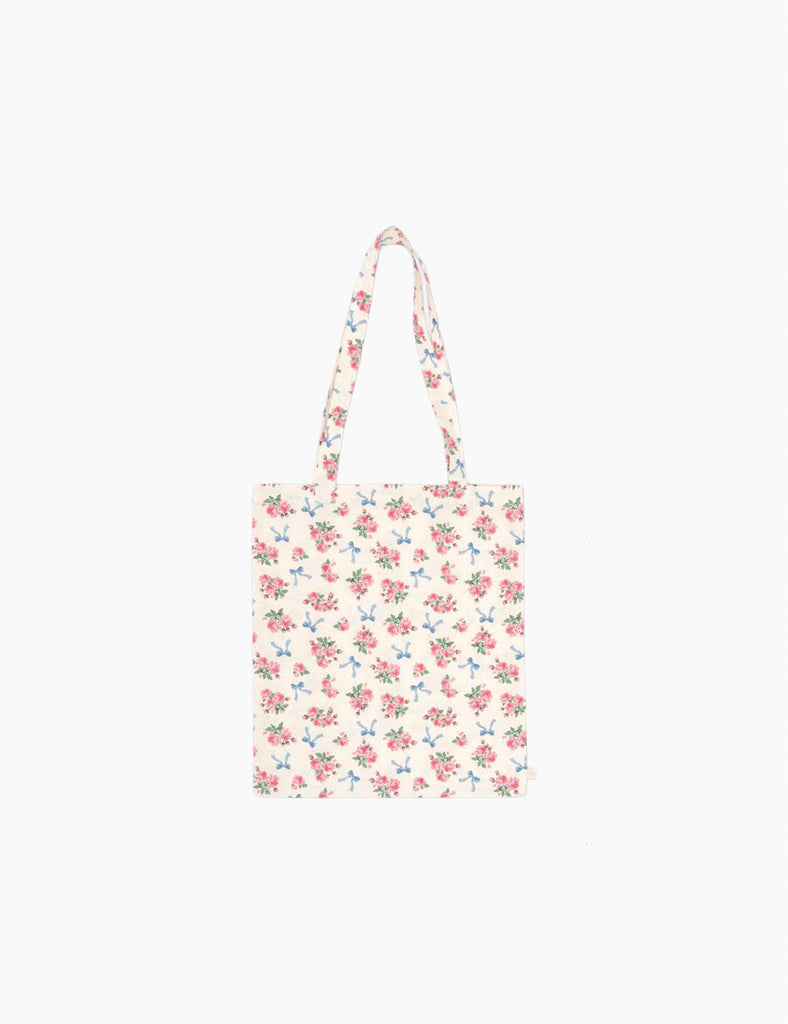Floral patterned tote bag on a white background