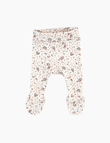 Floral patterned baby leggings on a white background