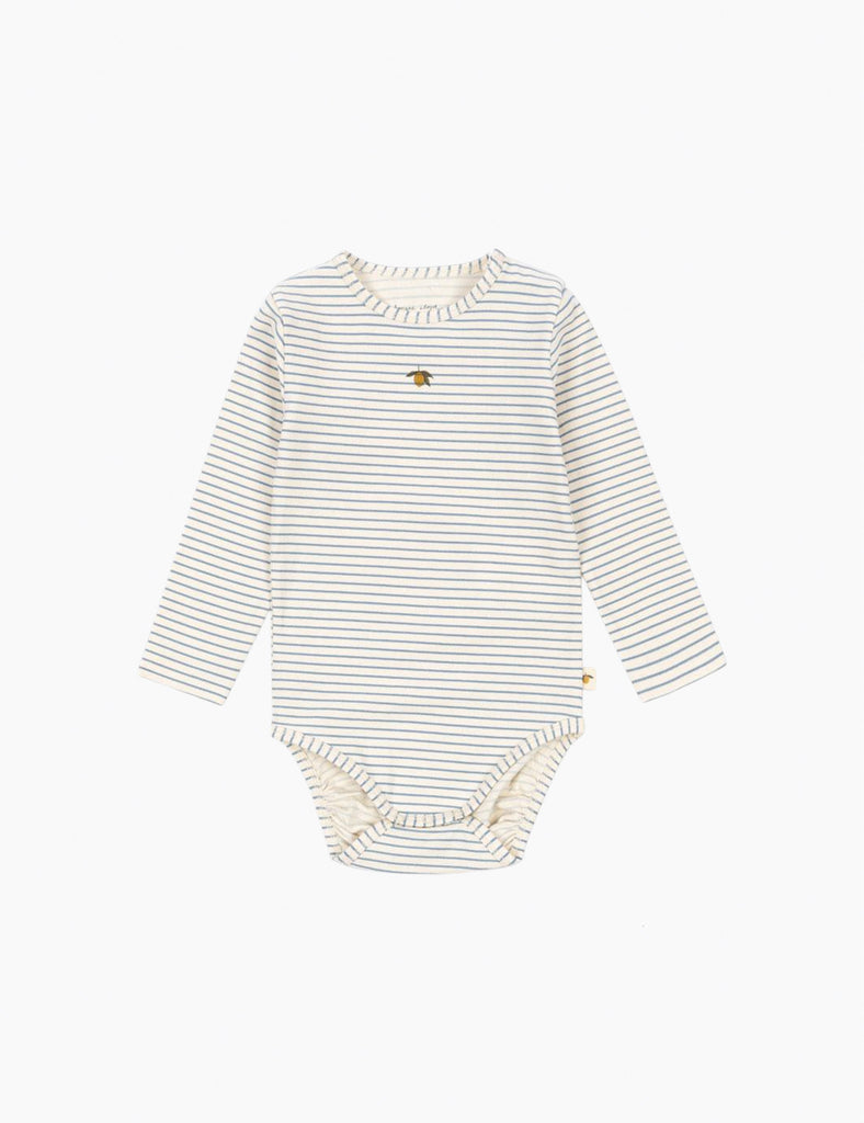 Striped baby bodysuit on a white background