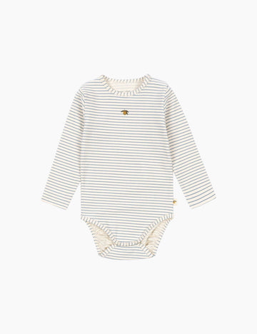Striped baby bodysuit on a white background