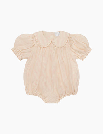 Image of Bonnie Romper in Blush & Oat Stripe Linen