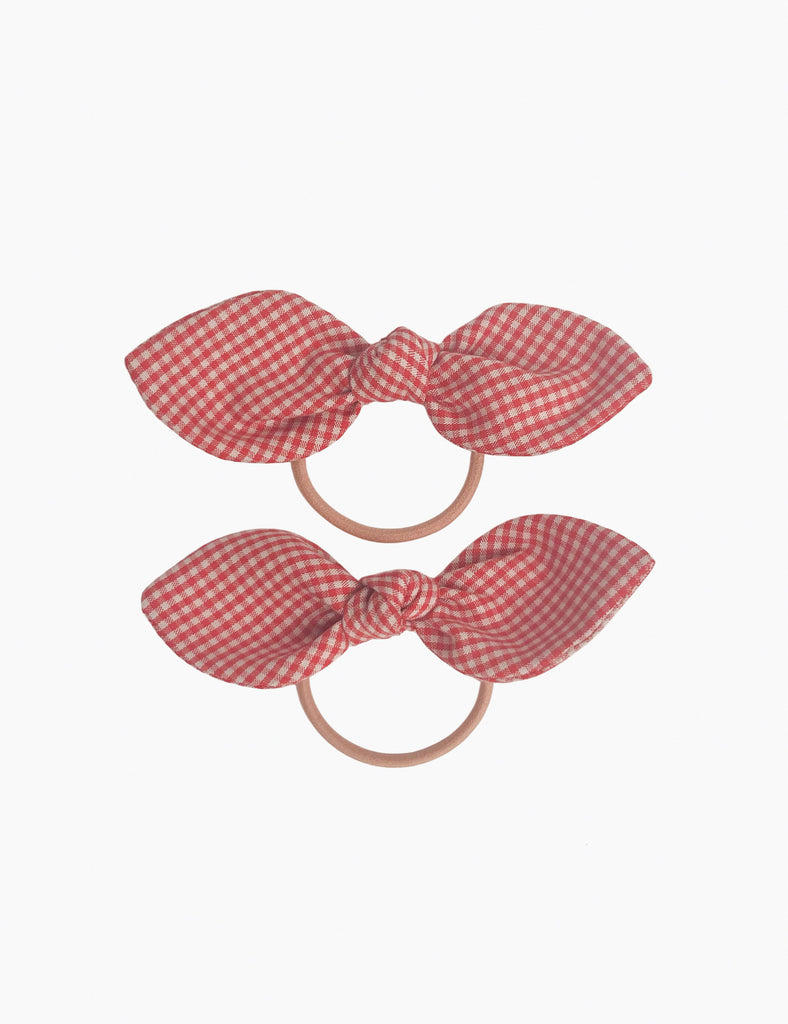 Image of Bunny Hair Ties in Tomato Mini Check