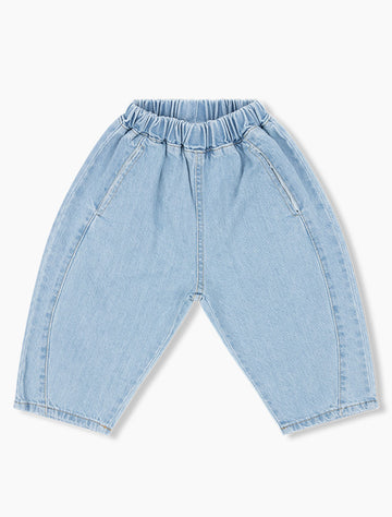 Image of the Baby Barrel Leg Jeans in Light Wash.