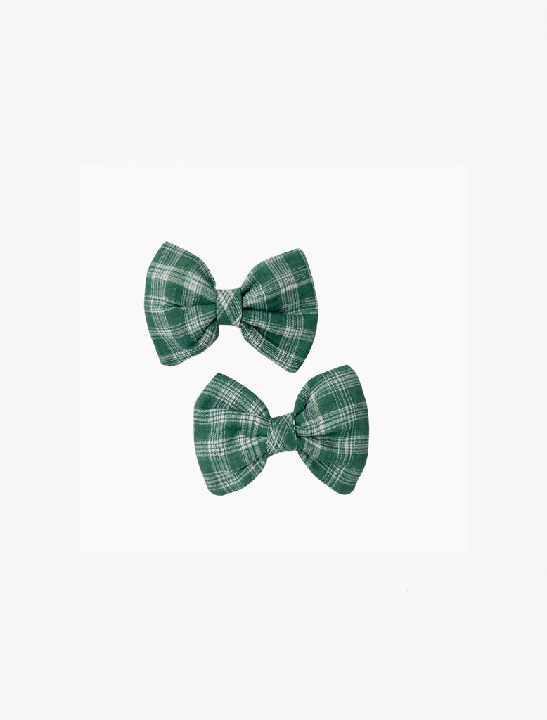 Image of Baby Bows in Rooster Plaid.