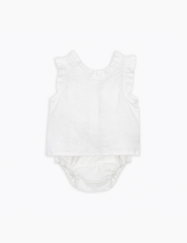 Image of Baby Set in White Linen