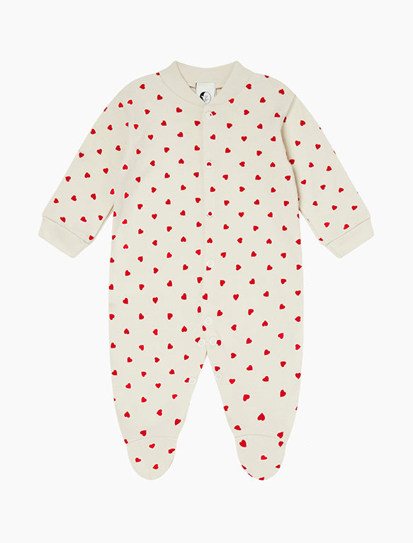 Image of Baby Sleepsuit in Red Hearts.