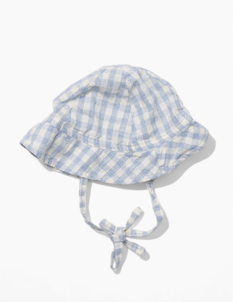 Image of Baby Sun Hat in Blue Check.