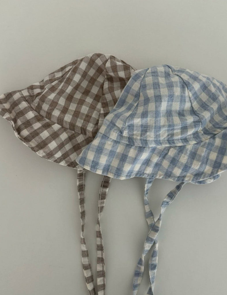 Image of Baby Sun Hat in Blue Check.