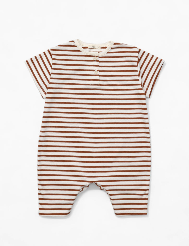 Image of Baby Tee Romper in Brown Stripe