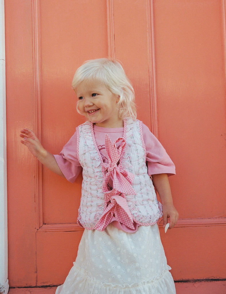 Image of Beau Vest in Gingham/Roses