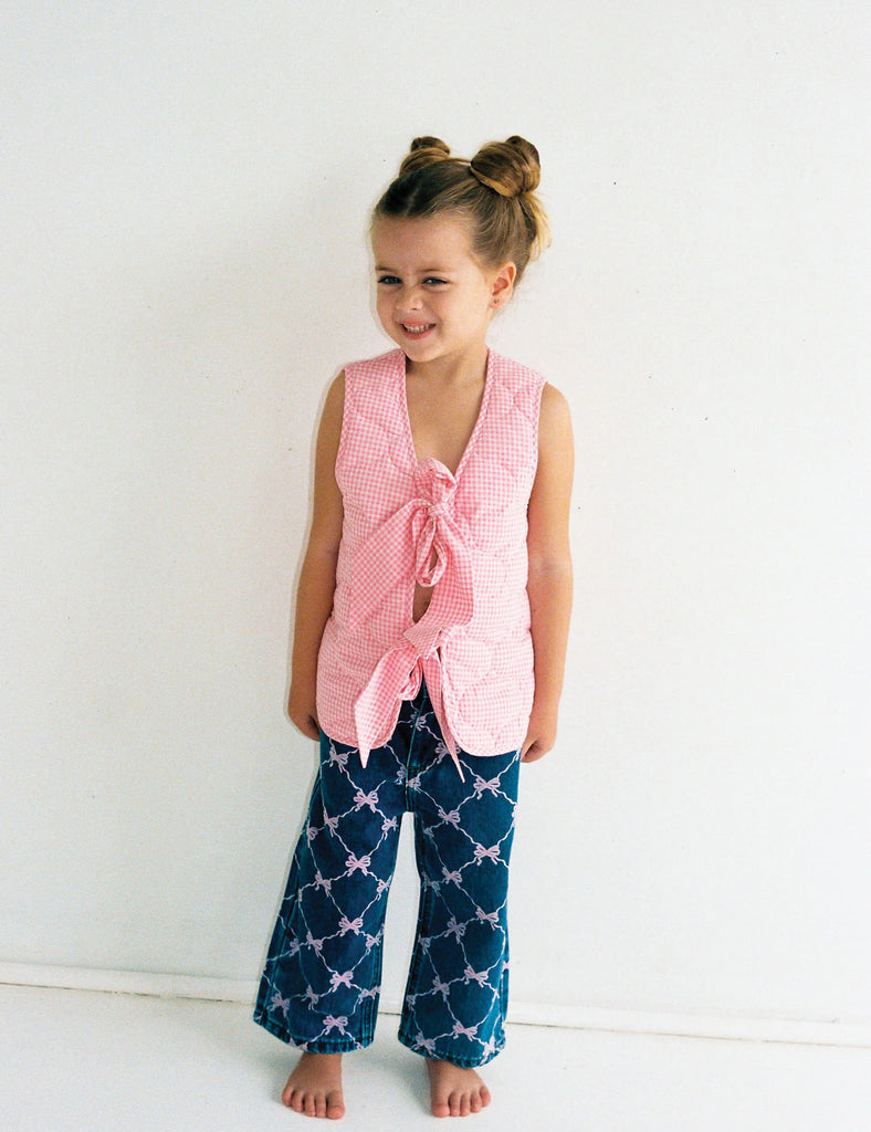 Image of Beau Vest in Gingham/Roses