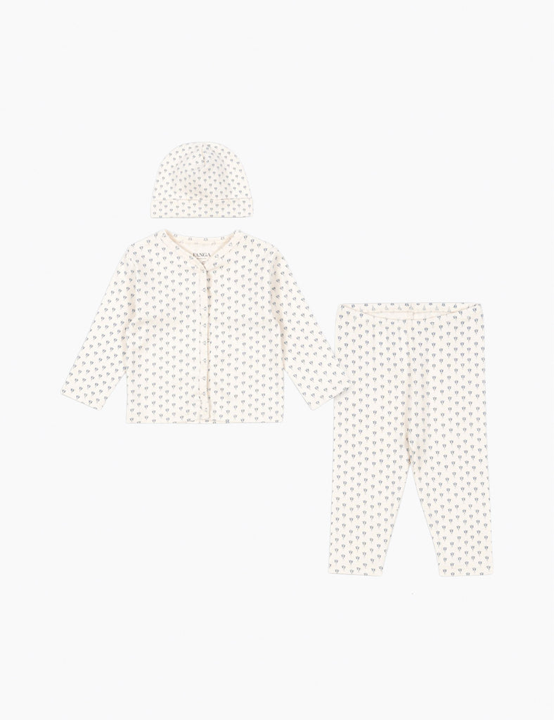 Newborn outfit with a jacket and pants on a white background