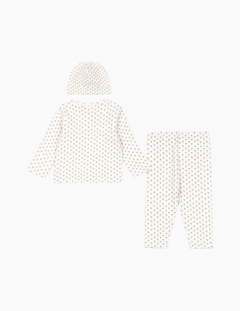 Newborn baby clothing set on a white background