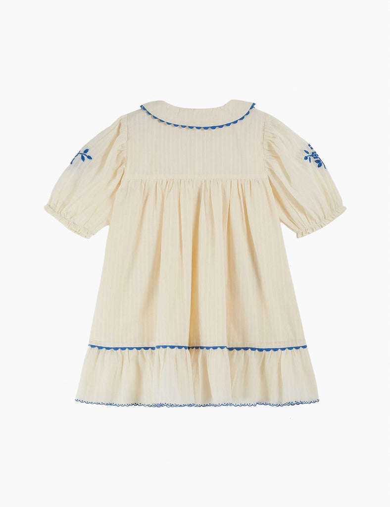 Hand embroidered dress in ecru