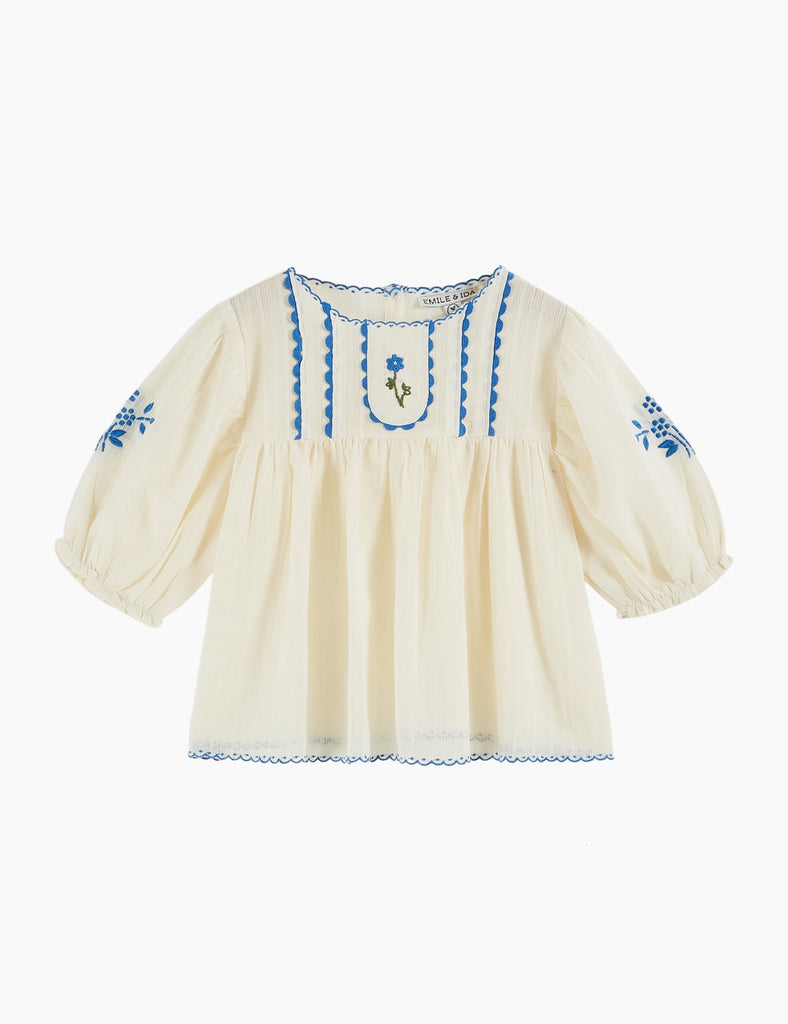 Image of Embroidered Blouse in Ecru