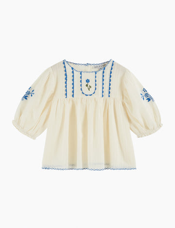 Image of Embroidered Blouse in Ecru