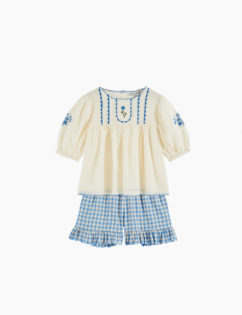 Image of Gingham Shorts in Vichy Blue Lagoon outfit