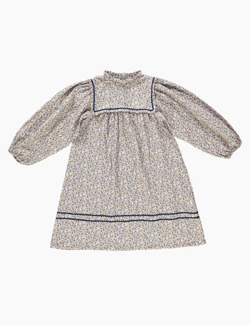 Floral dress with long sleeves on a white background