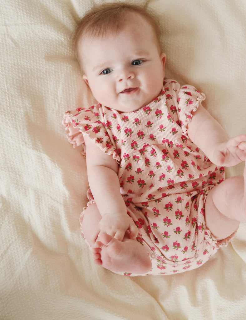 Image of Chleo Frill Romper in Rosie Rose
