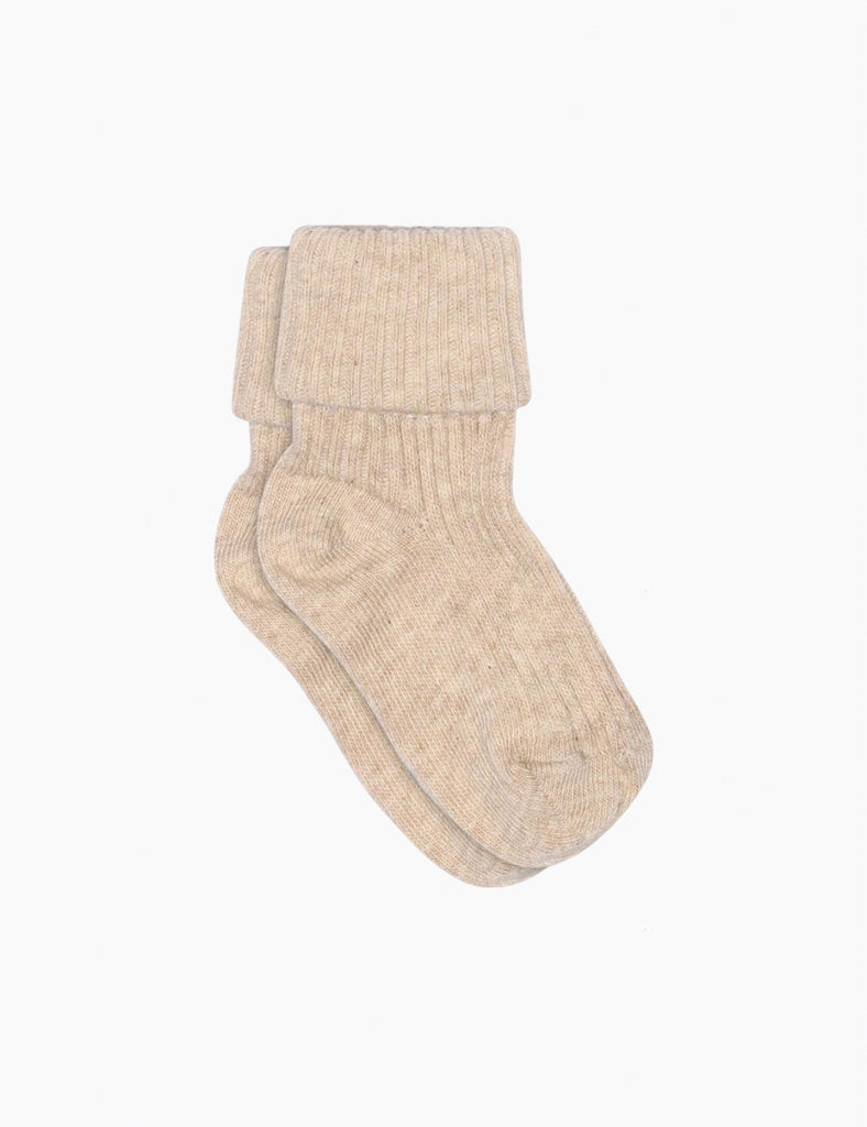 image of cotton rib socks in beige melange