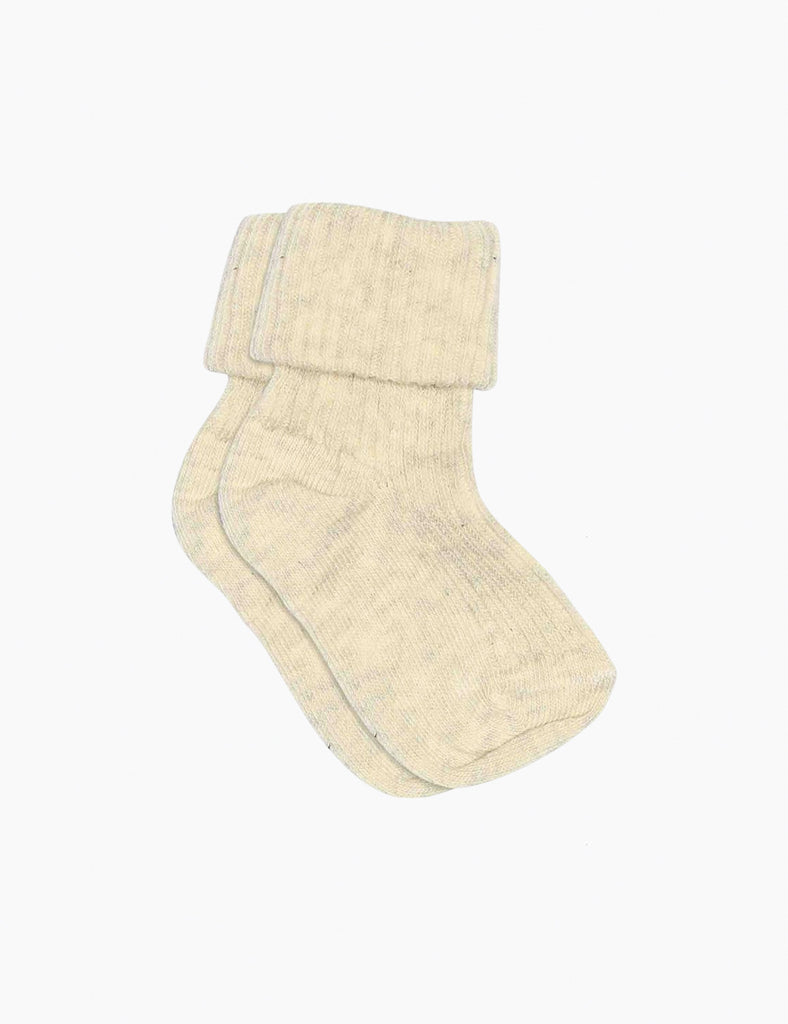 image of cotton rib socks in creme melange