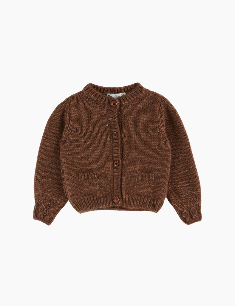Brown knitted sweater on a white background