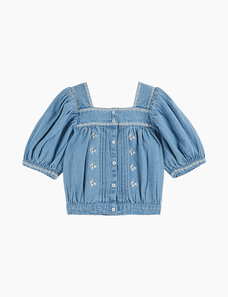 Image of Chambray Blouse in Light Denim