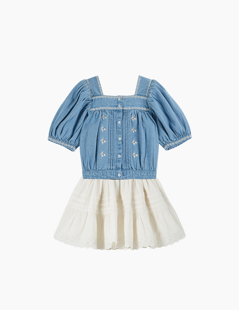 Image of Chambray Blouse in Light Denim