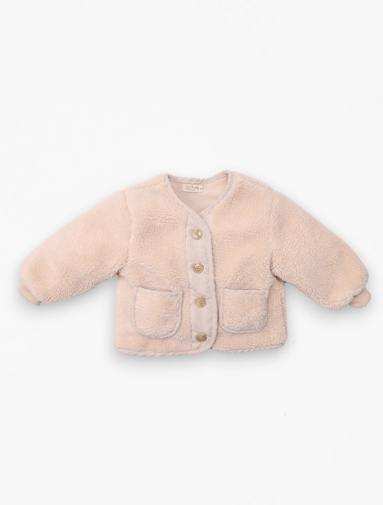 Claire Jacket flat laya image in beige front.