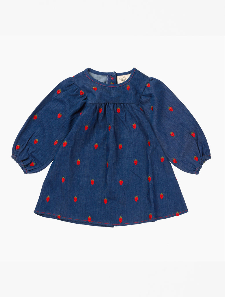 Image of Colette Dress in Berry Denim.