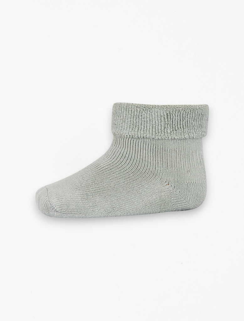 Cotton Baby Terry Socks in Desert Sage flat lay image.
