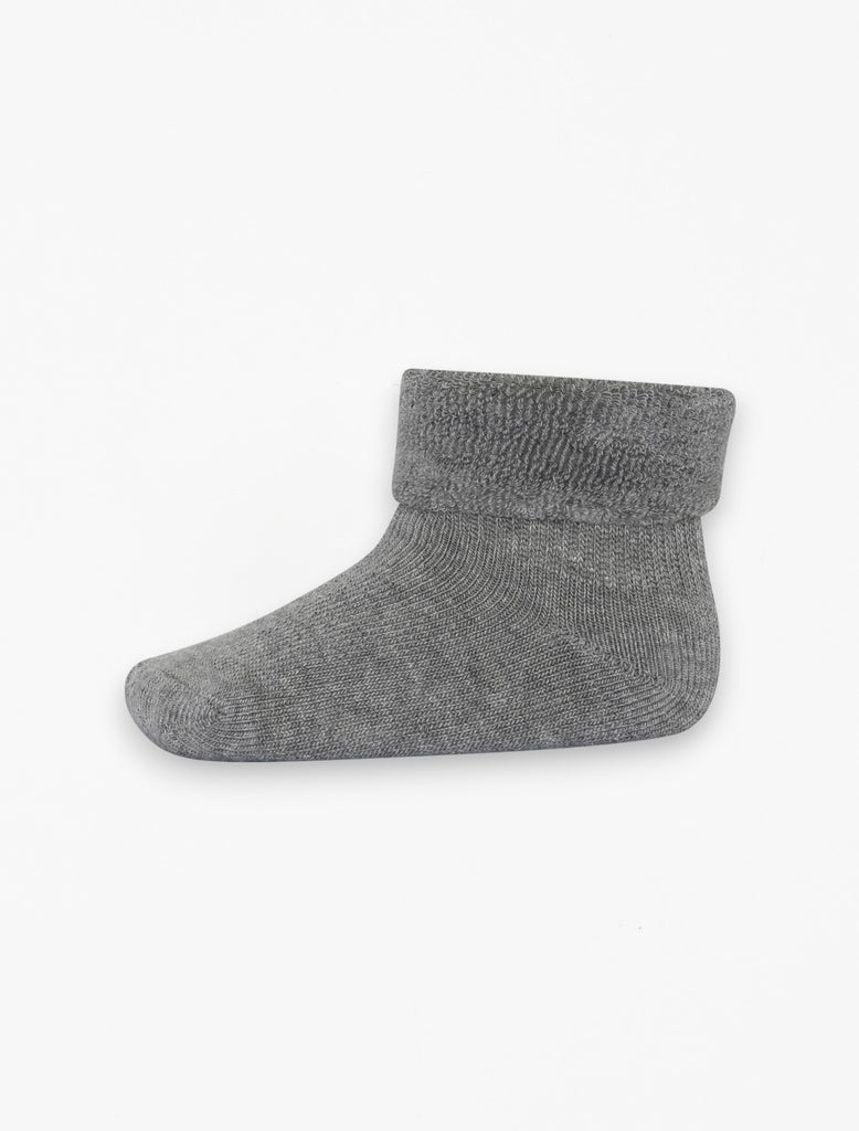 Cotton Baby Terry Socks in Grey Melange flat lay image.