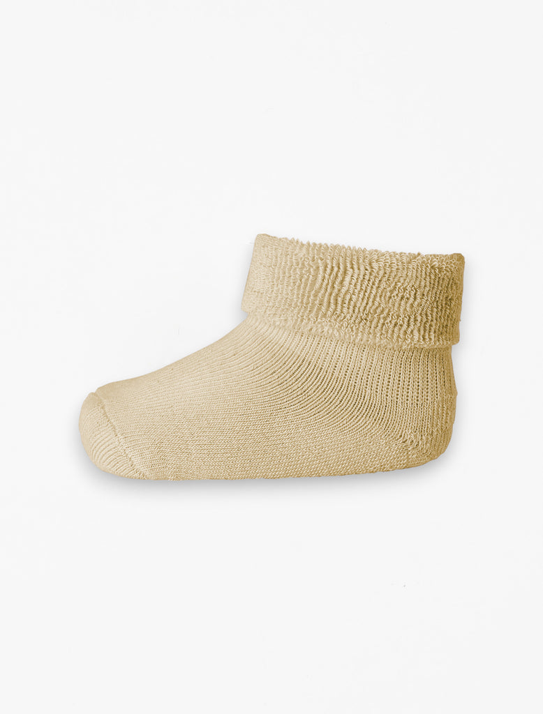 Cotton Baby Terry Socks in Moonstone flat lay image.