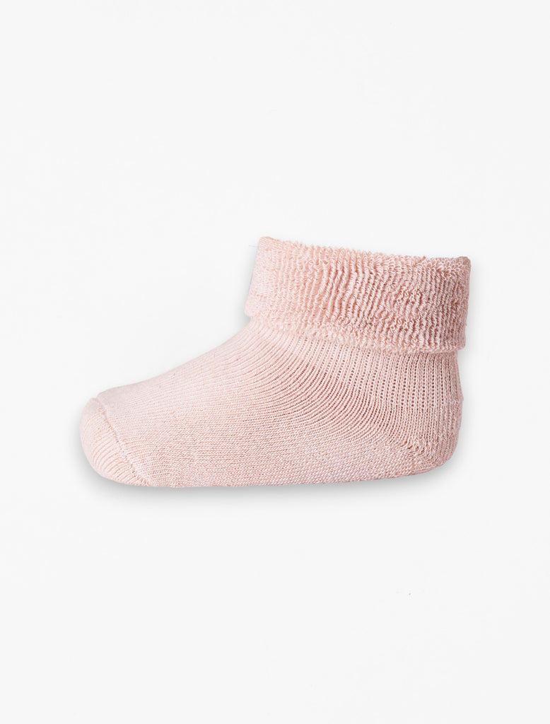 Cotton Baby Terry Socks in Rose Dust flat lay image.