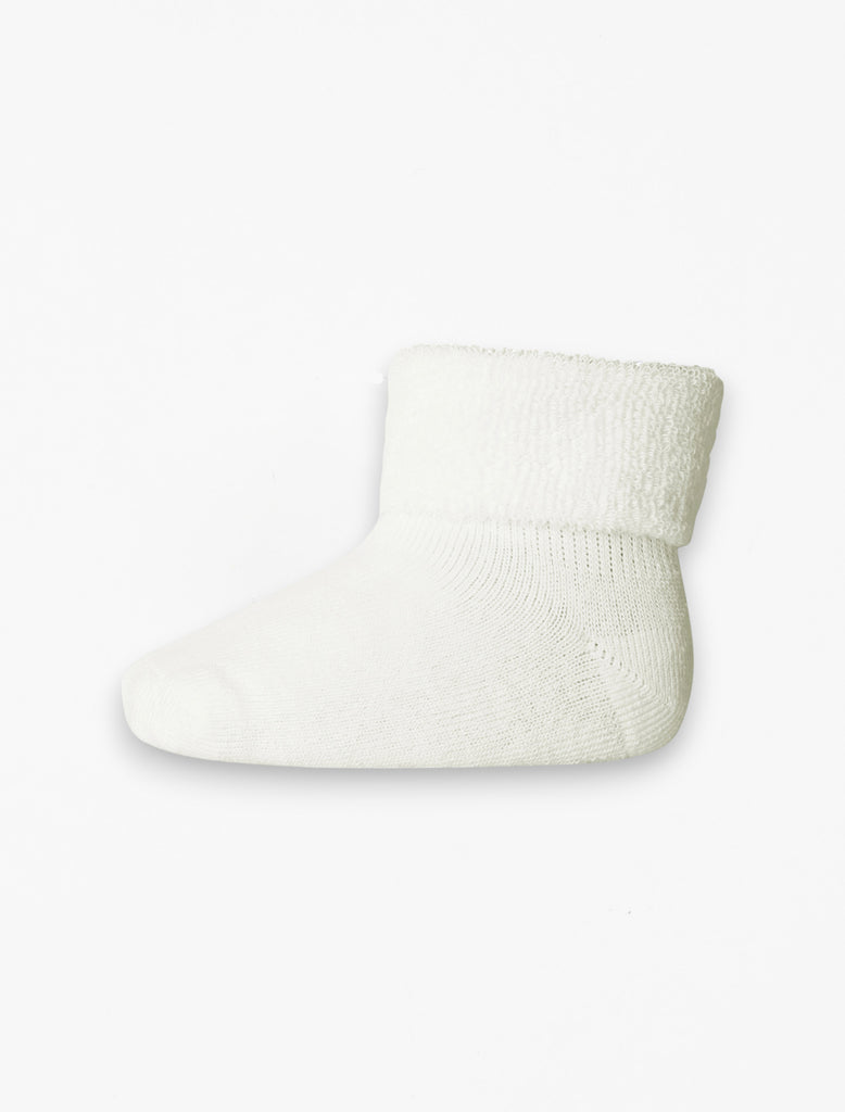 Cotton Baby Terry Socks in Snow White flat lay image.