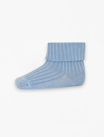 Cotton Rib Baby Socks in Dusty Blue flat lay image.