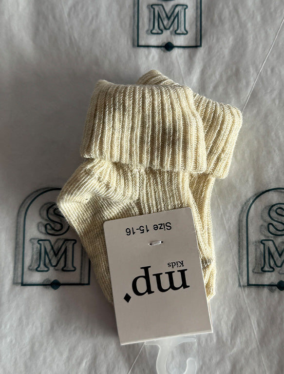 Image of Cotton Rib Socks in Creme Melange.