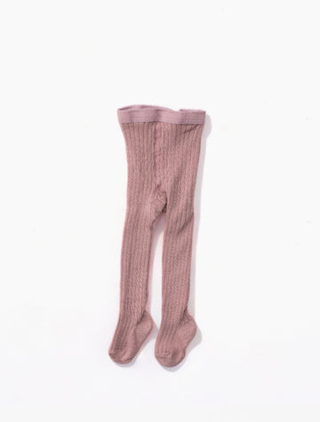 Image of the cotton rib tights in wood rose.