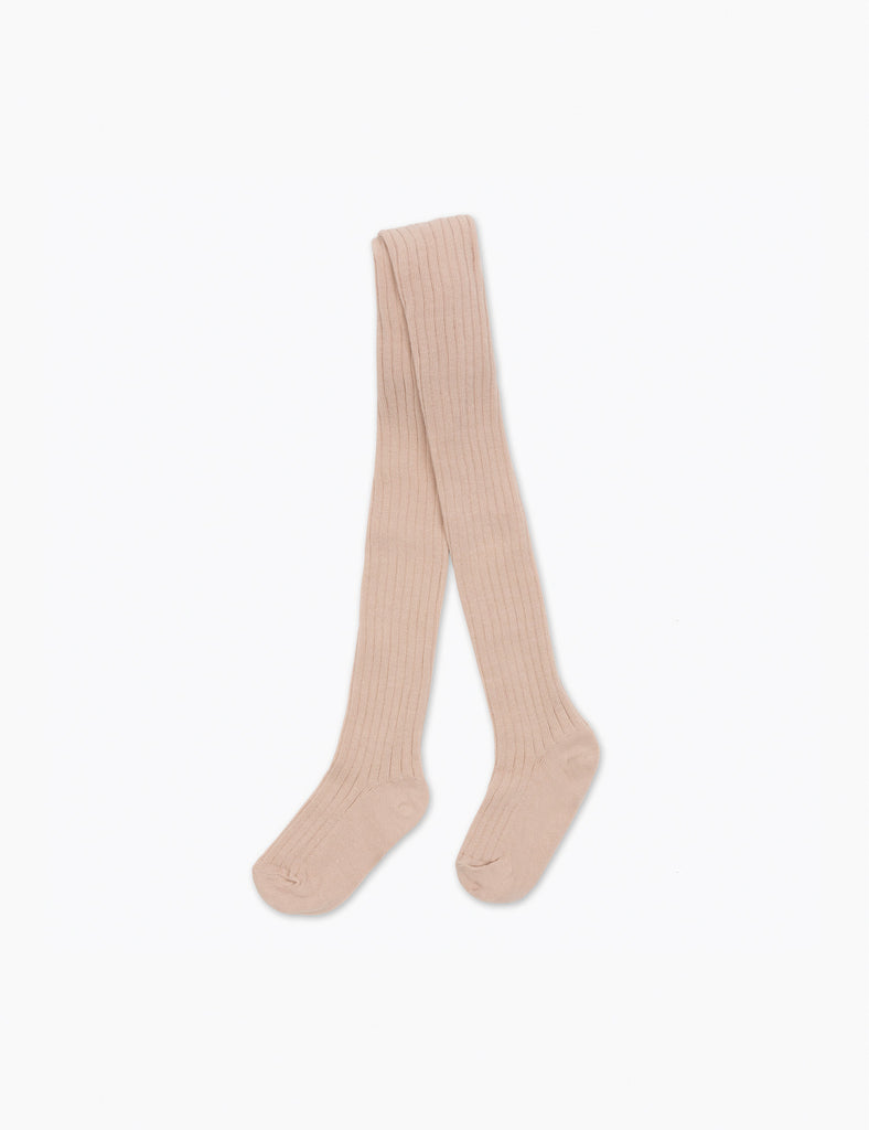 Image of Cotton Rib Tights in Rose Dust.