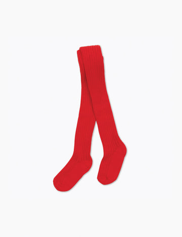 Image of Cotton Rib Tights in Tomato.