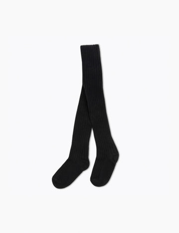 Image of Cotton Rib Tights in Black.