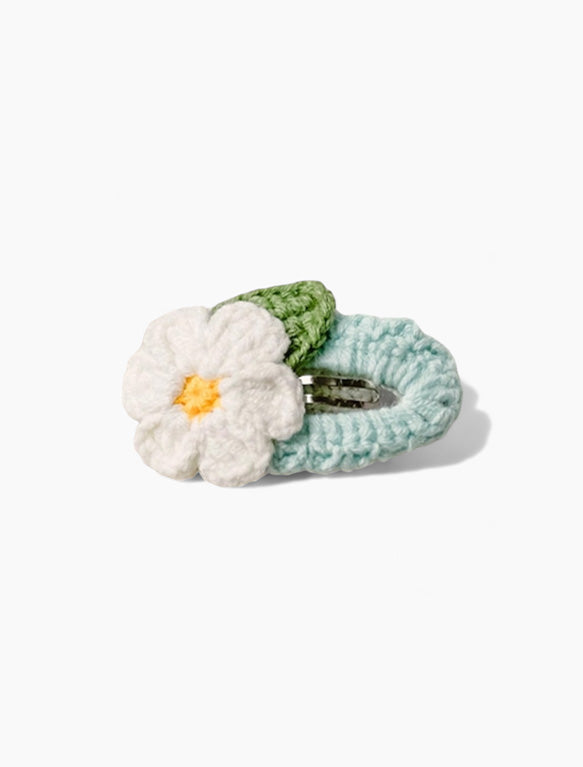 Image of Crochet Flower Clip in Blue.