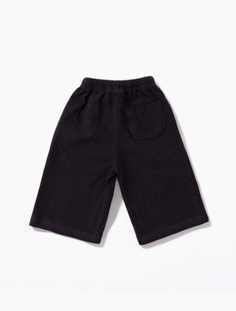 Image of Cropped Straight Terry Pant in Black