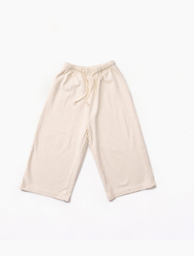 Image of Cropped Straight Terry Pant in Ivory