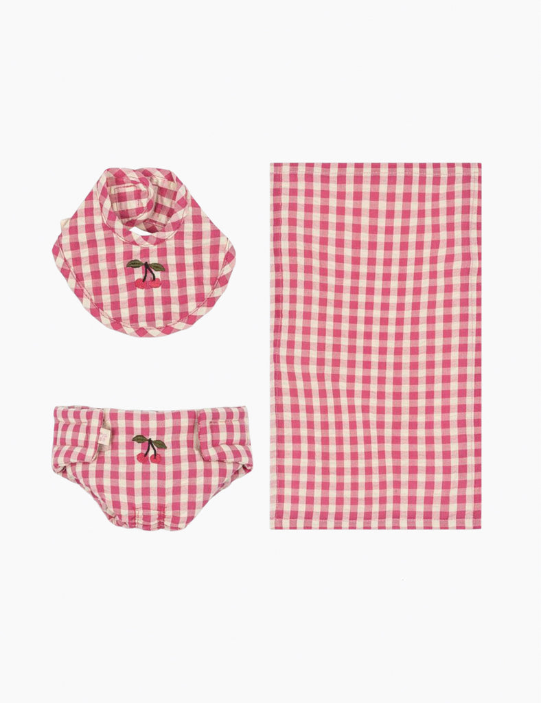 Image of Doll Nursery Set in Bubblegum Check